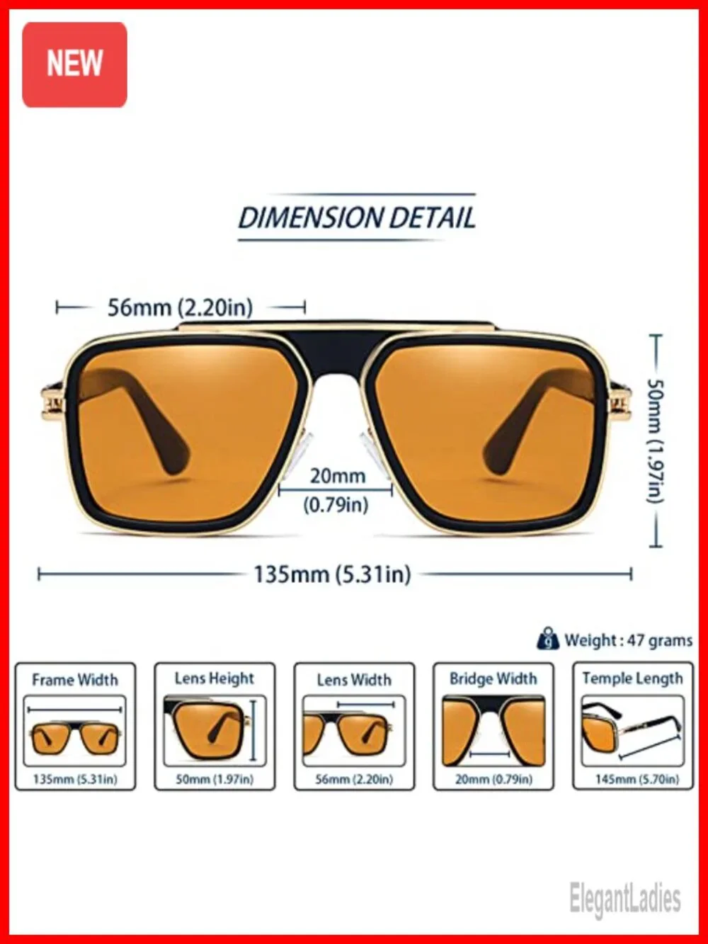Retro Square Metal Frame Sunglasses UV400 Protection
